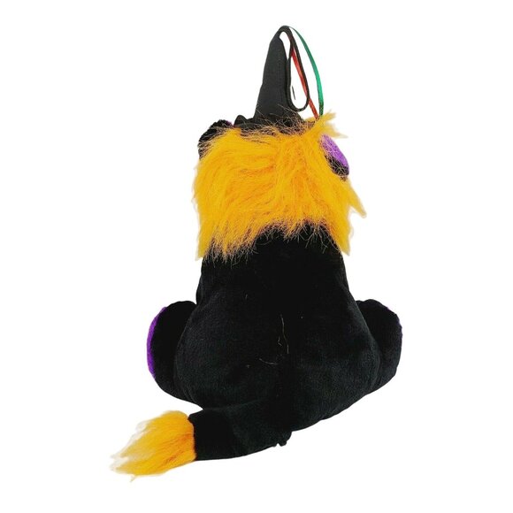 King Plush Black Lion 14 in Plush Big Cat Purple Orange Stuffed Animal Dunce Hat - Picture 3 of 8